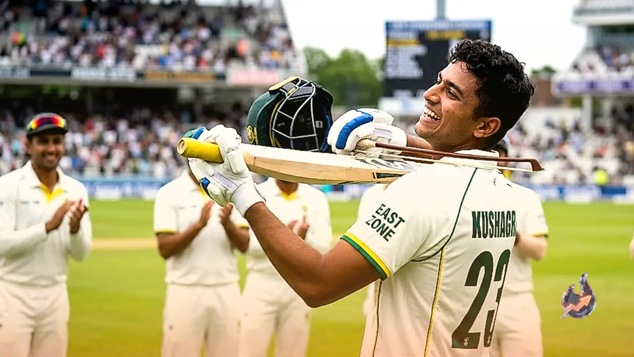 Kumar Kushagra celebrates Duleep Trophy final century by playing bat like a violin