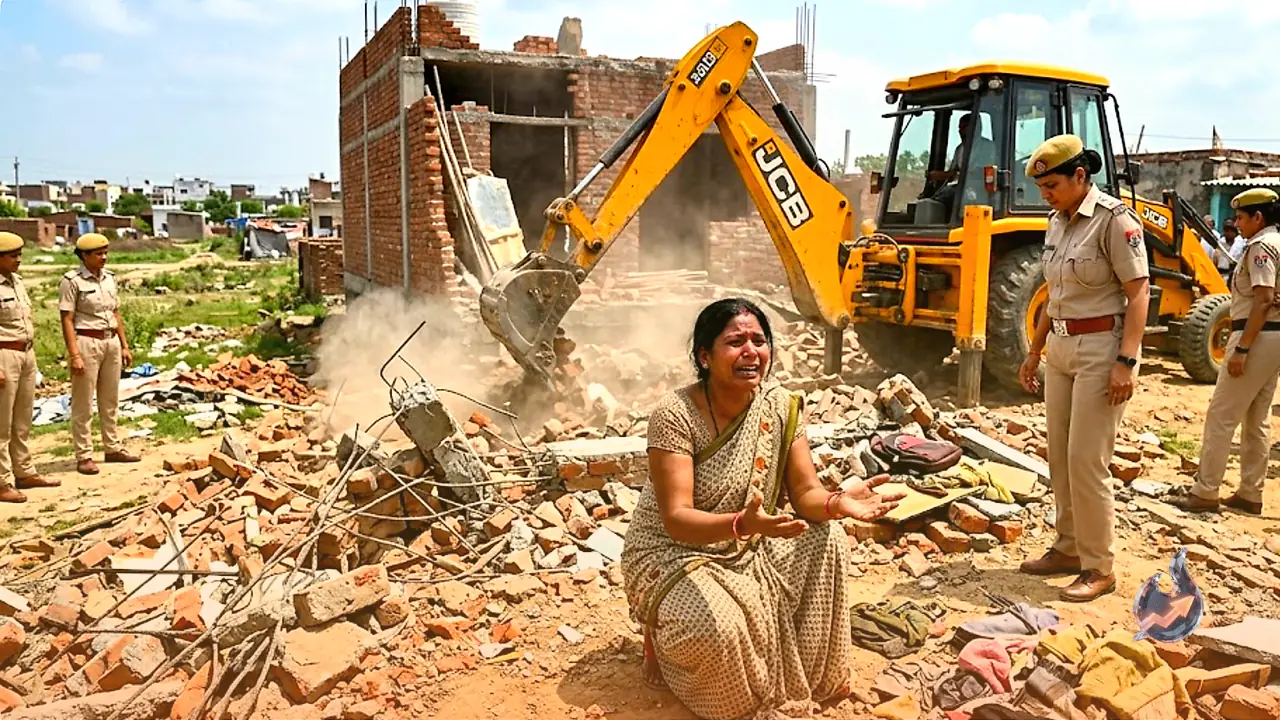 While He Guards Ladakh in Sub-Zero Cold, a Soldier's Half-Built Faridabad Home Is Flattened as His Wife Pleads in Tears