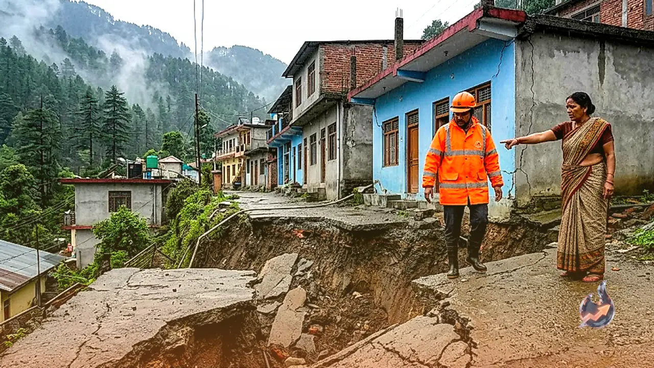 Heavy Rains Trigger Soil Subsidence in Nainital Krishnapur Endangering Homes and Destroying Pathways