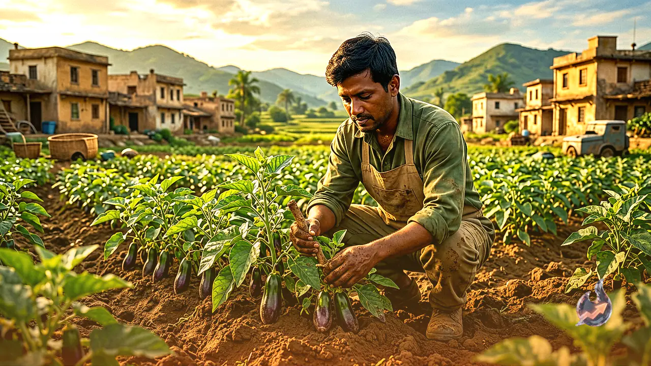 Young farmer Ajay Kumar grows brinjal on 1.5 bigha land in Lakhimpur, earning two thousand rupees daily
