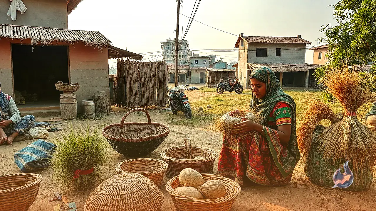 Women in Lakhimpur Kheri Crafting Traditional Baskets from Moonj Grass to Keep Heritage Alive
