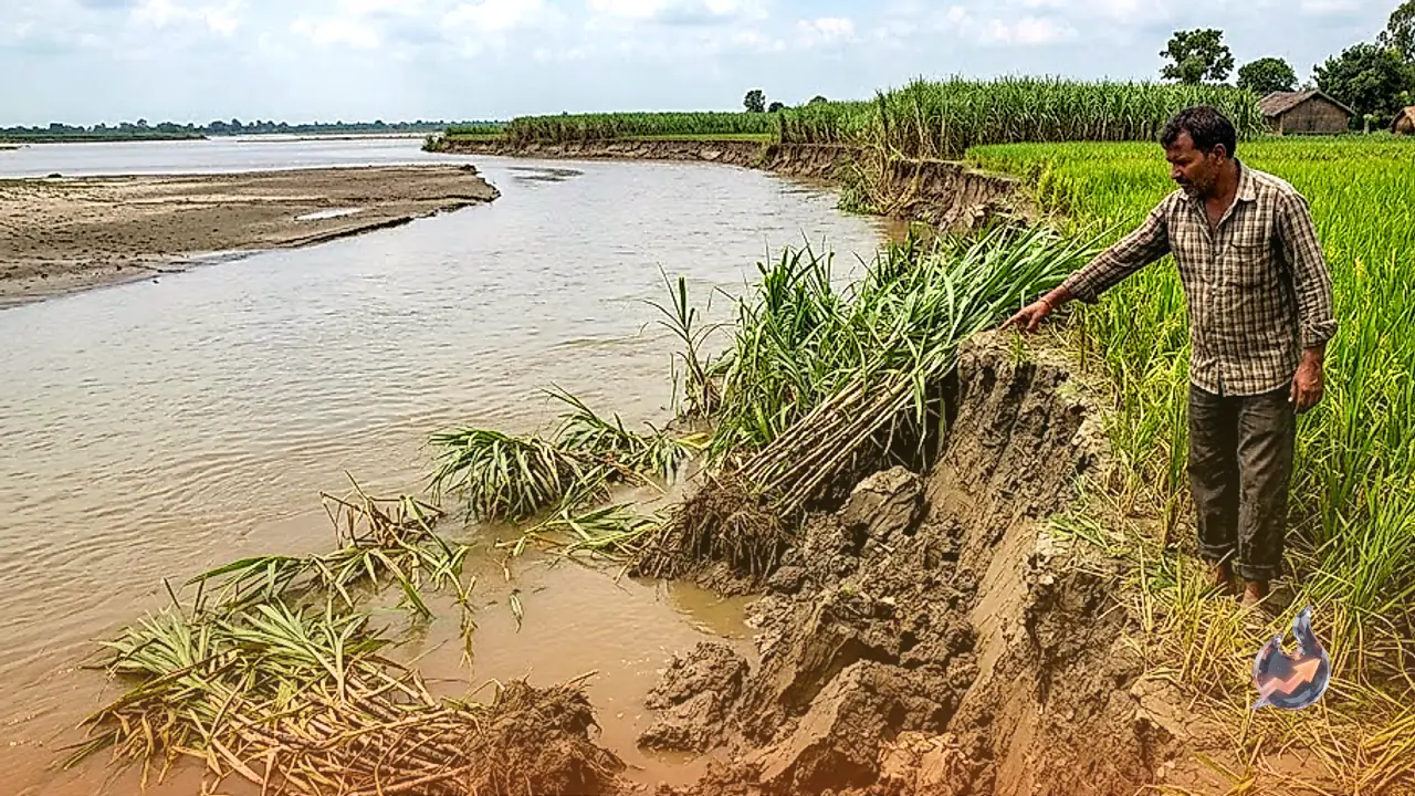 Rapid Soil Erosion Along Sharda River Sweeps Away Sugarcane and Paddy Crops in Lakhimpur Tarai Region