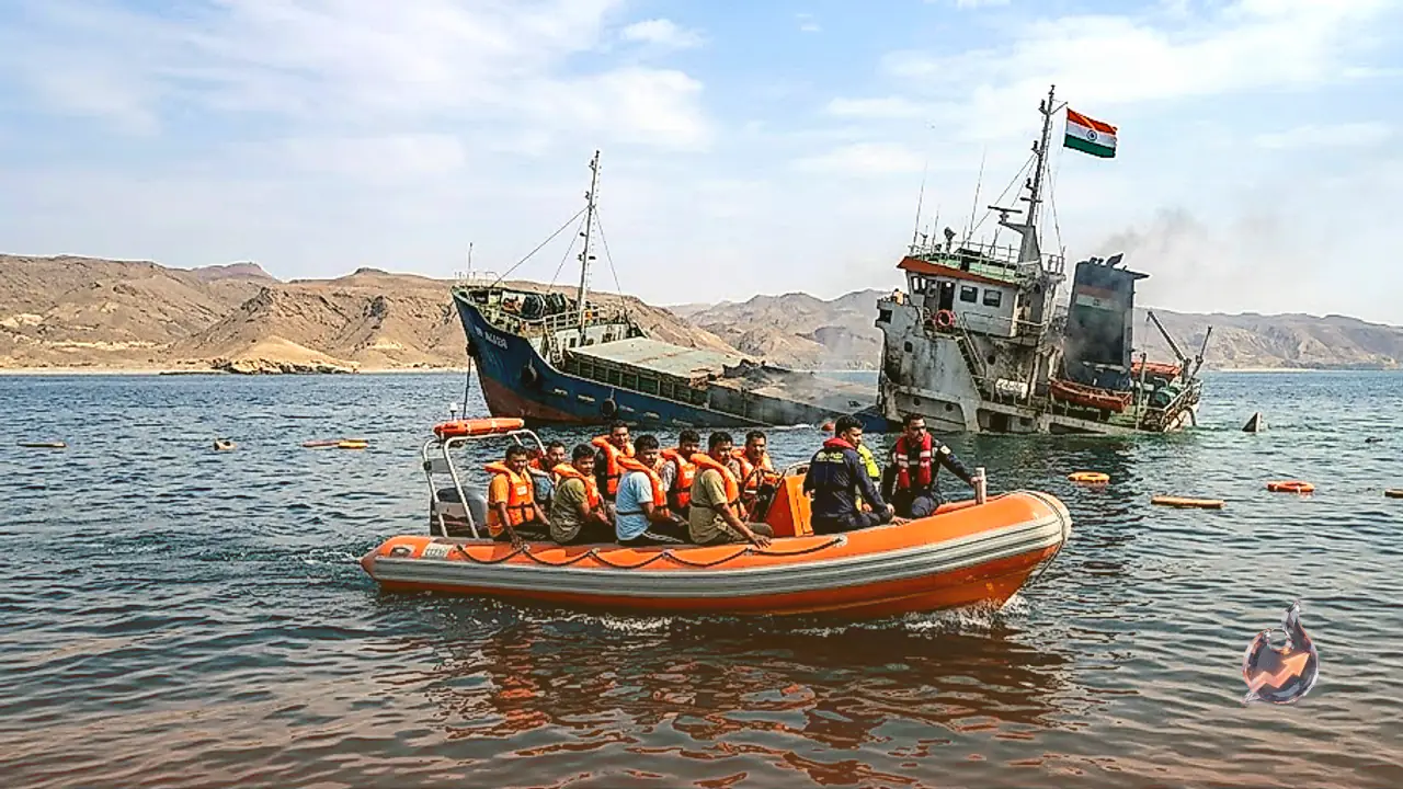 Indian-Flagged Vessel Sinks in Red Sea Following Attack, Thirteen Citizens Rescued Safely