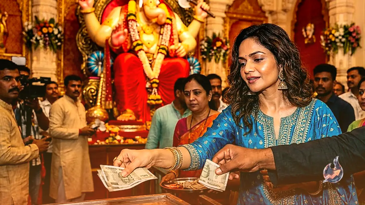लालबागचा राजा के दर्शन करने पहुंचीं अभिनेत्री मधु शाह, चरण सेवा के दौरान चढ़ाया ₹500 का नोट पलभर में हटाने पर छिड़ी बहस