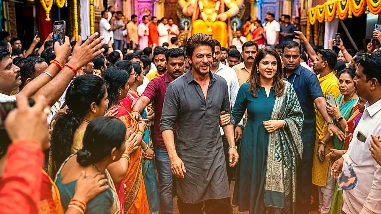 Shah Rukh Khan and Manager Pooja Dadlani Draw Attention During Lalbaugcha Raja Visit as Video Goes Viral
