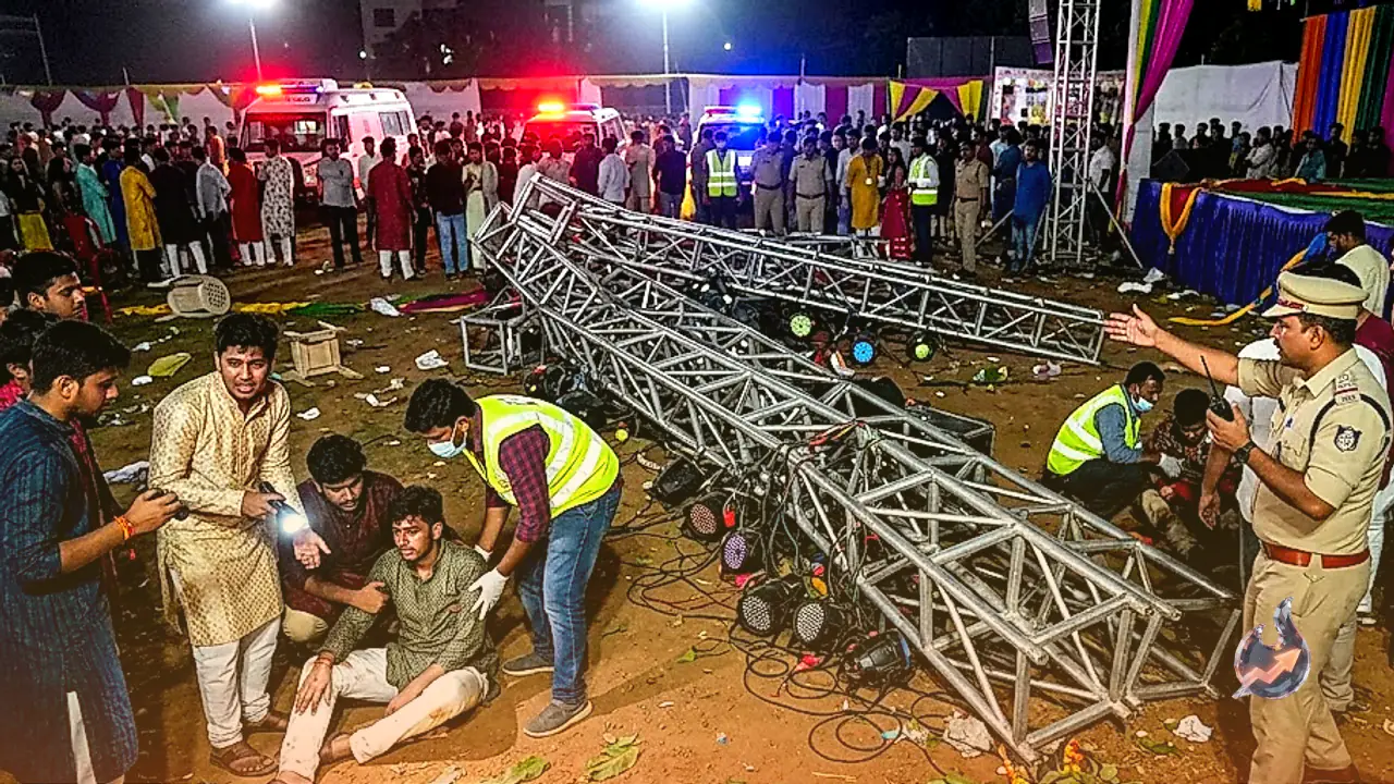 Lighting Truss Collapse at Telangana Engineering College Dandia Event Leaves One Student Dead and 12 Injured