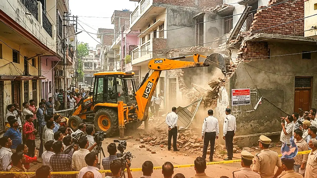 Lucknow Triple Murder: LDA Seals Accused Property and Uses Bulldozer After Firing Claims Three Lives