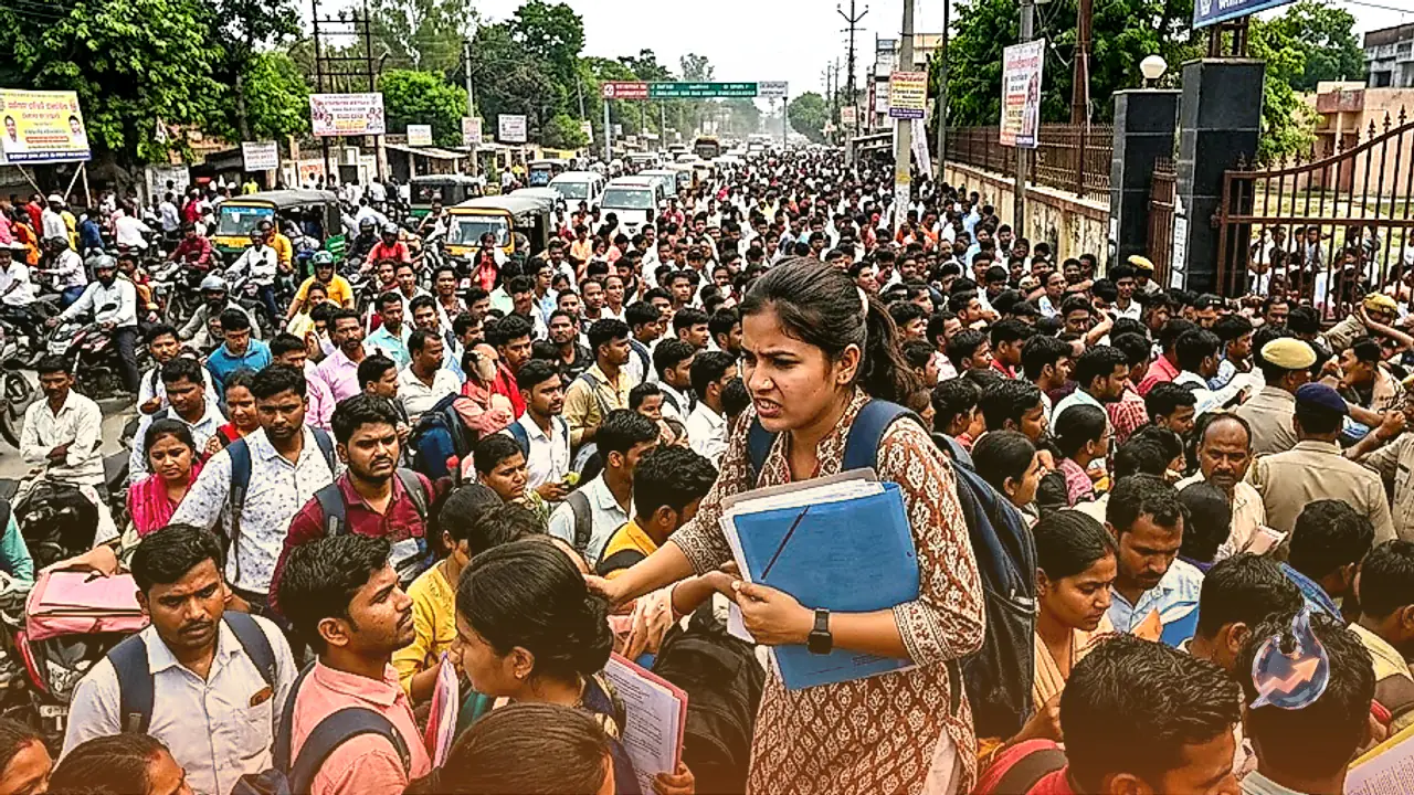 Massive Crowd at Madhubani Contractual Teacher Walk-in Interview Triggers Chaos and Traffic Jams