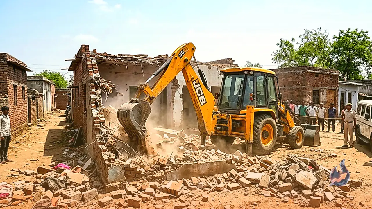 Bulldozers Action in Guna Gangrape Case Demolishes Illegal Homes of All Five Accused