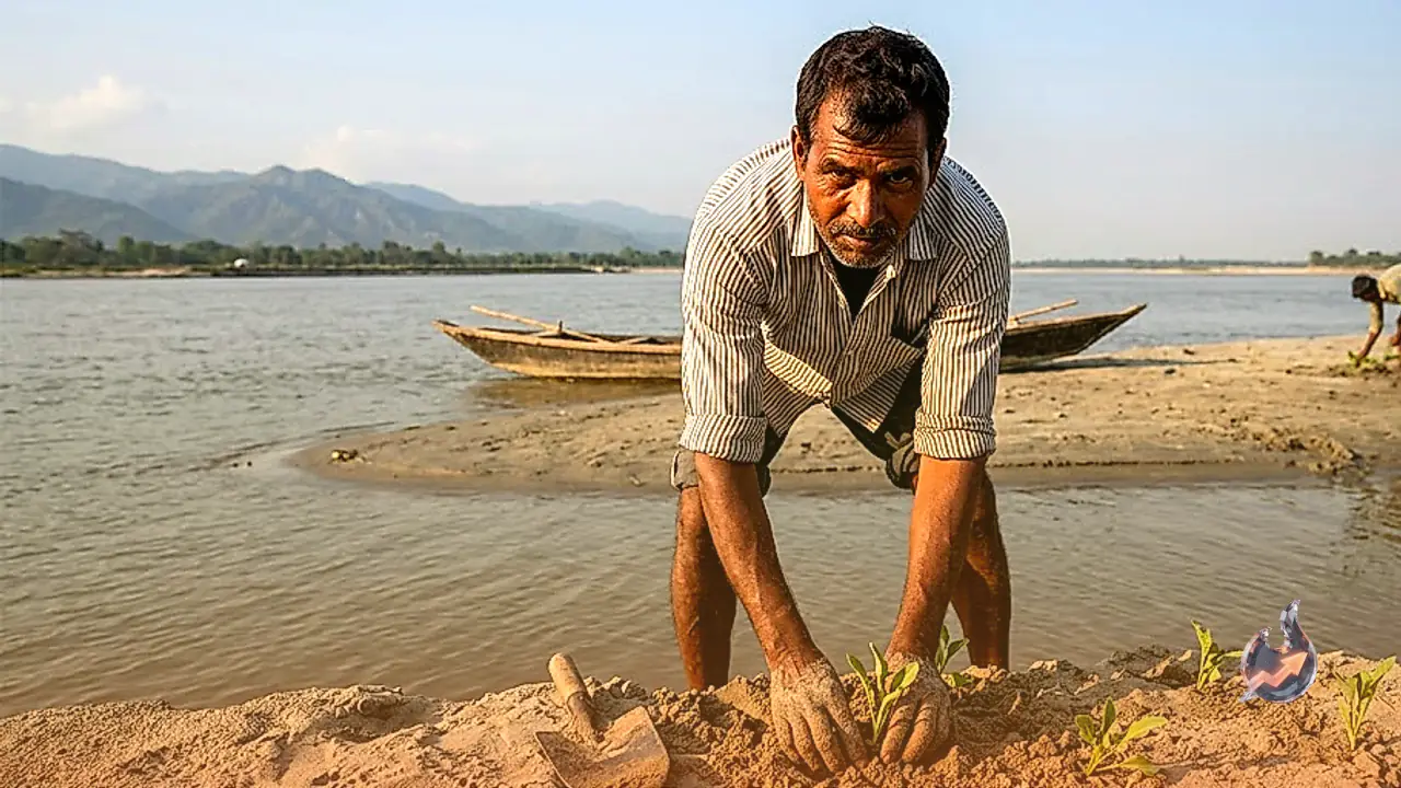 Border Farmers in Maharajganj Risk Their Lives to Cultivate Diara Crops on Gandak River Sandbars