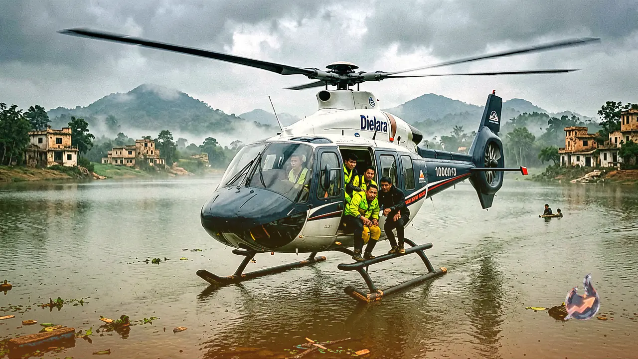 Helicopter Makes Emergency Landing Near Lake in Bhandara Amid Bad Weather