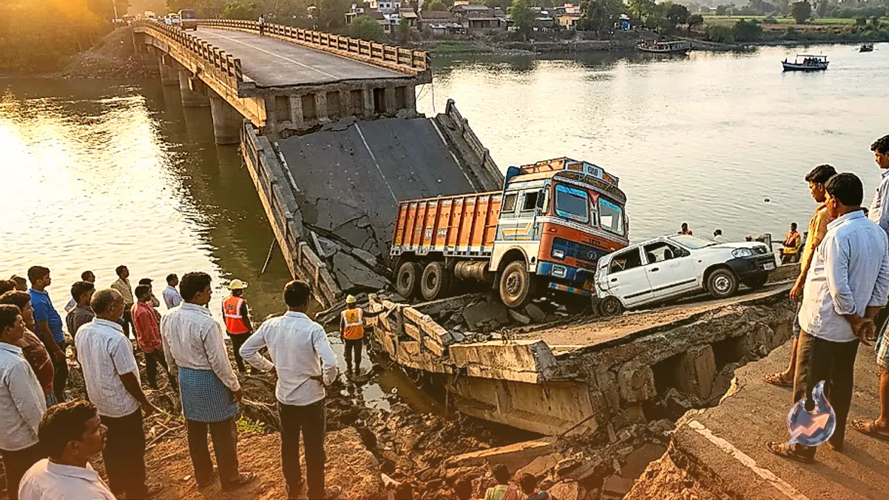 Bridge Suddenly Collapses in Maharashtra's Vasai, Truck and Car Trapped, Villages Cut Off