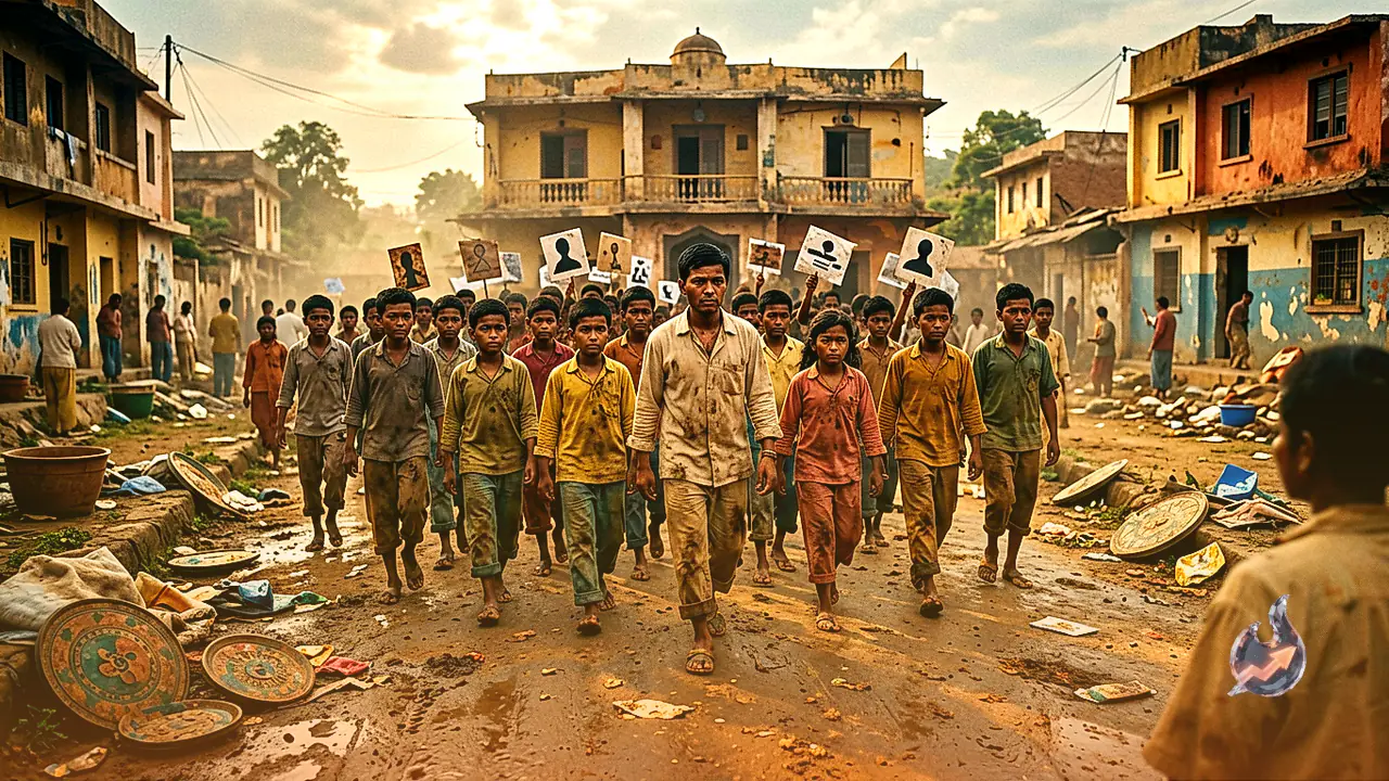 Children Protest Over Bad Roads in Mahoba, BSA Lifts Child and Walks Toward Village