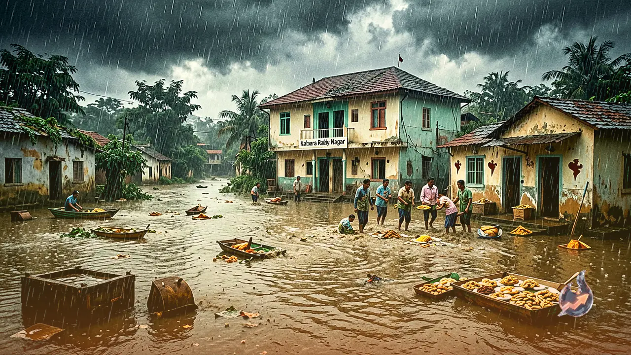 महोबा में मूसलाधार बारिश से तालाब बना प्राथमिक विद्यालय, पानी के बीच पढ़ाई करने को मजबूर मासूम