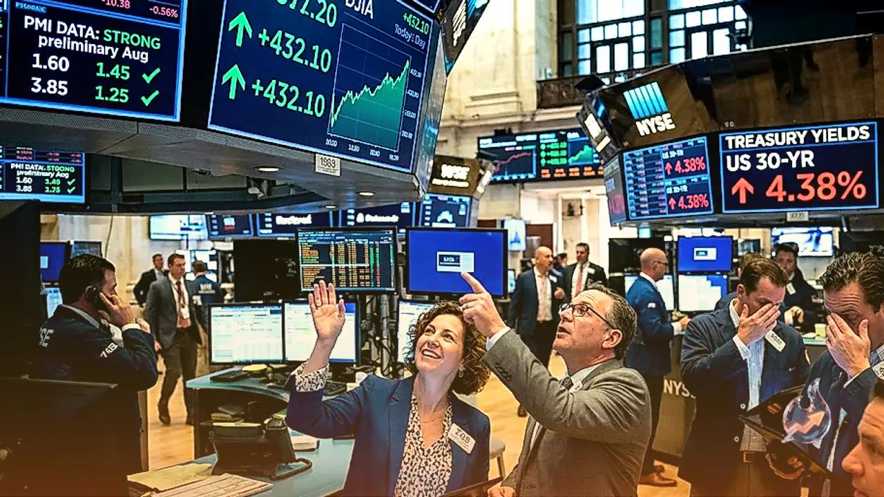 Dow Jones Bounces 430 Points as Strong PMI Data Triggers Fresh Treasury Yield Pressures
