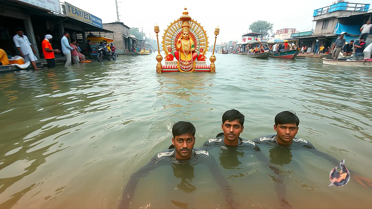 Major accident during Durga idol immersion in Kota, three youths and boatman drown in canal