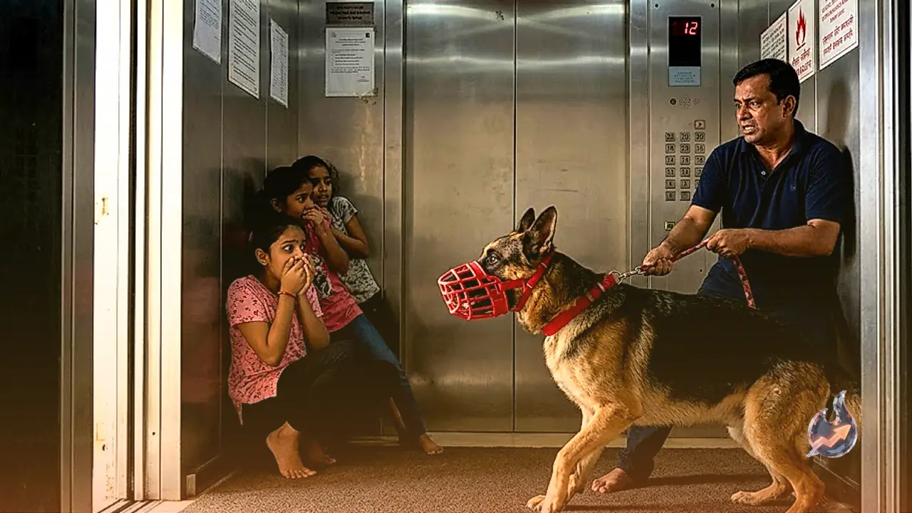 Pet Dog Lunges at Girls Inside Mumbai Housing Society Lift, Muzzle Prevents Major Mishap