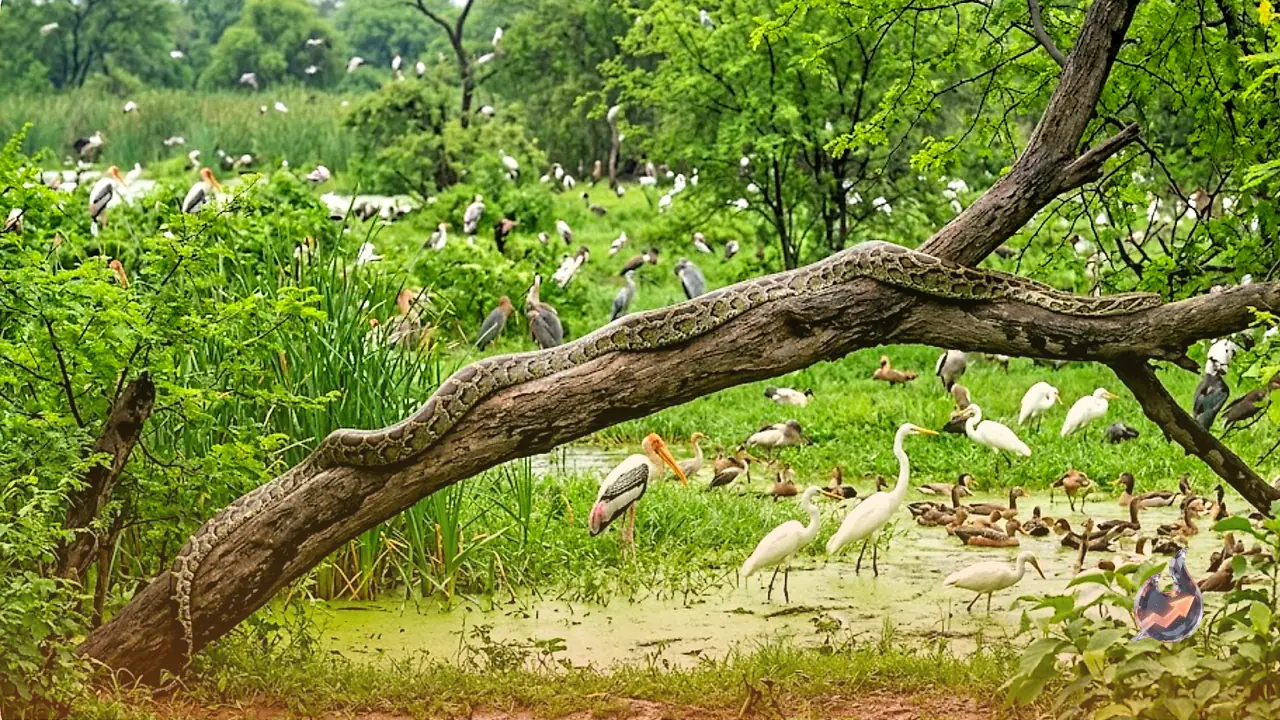 Monsoon Turns Bharatpur's Keoladeo National Park Into a Green Paradise, With 21 Foot Pythons and Hundreds of Bird Species on Display