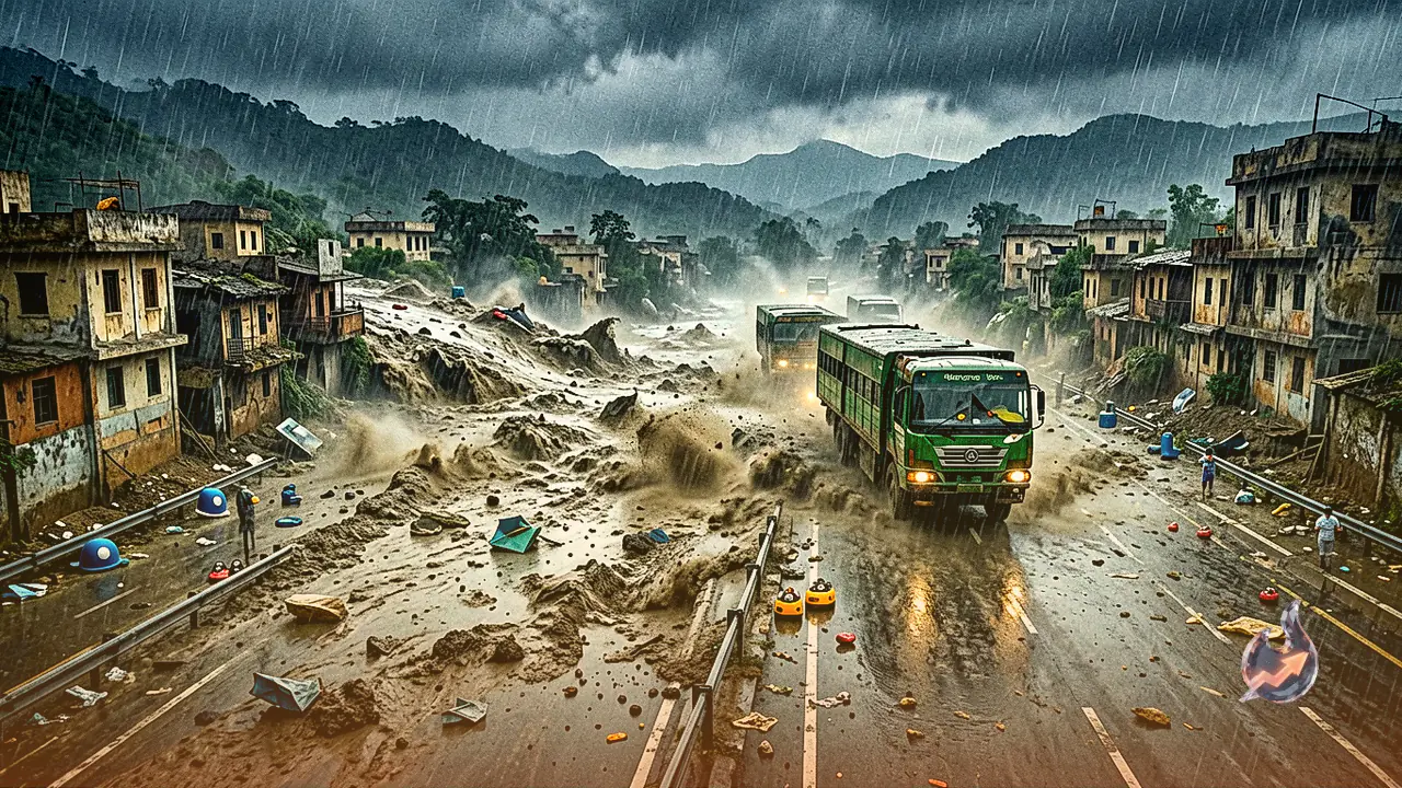 Landslide Slashes Mandi-Pathankot Highway in Himachal Pradesh, Heavy Traffic Halts