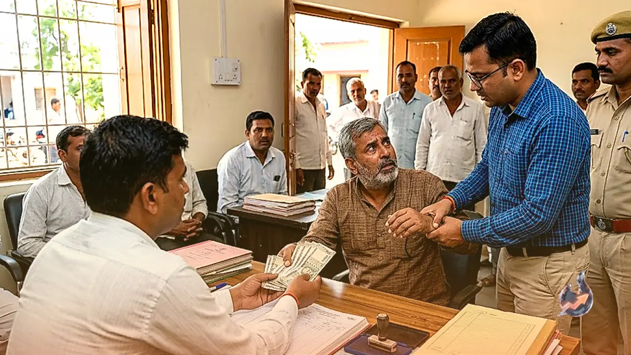 Mandsaur Village Panchayat Representative Caught Red Handed Accepting Four Thousand Rupee Bribe for NOC