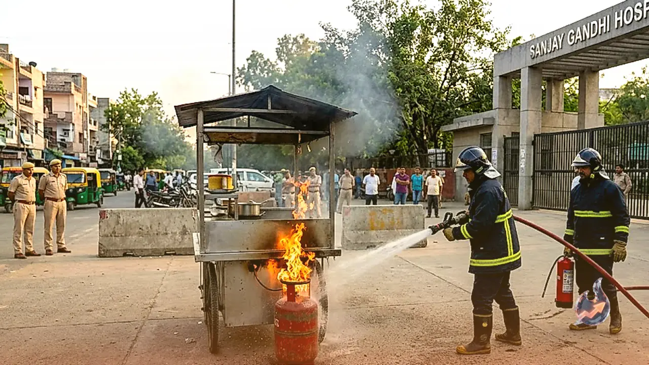 Flames Erupt from Food Cart Cylinder Near Mangolpuri Sanjay Gandhi Hospital Gate, Patients Safe