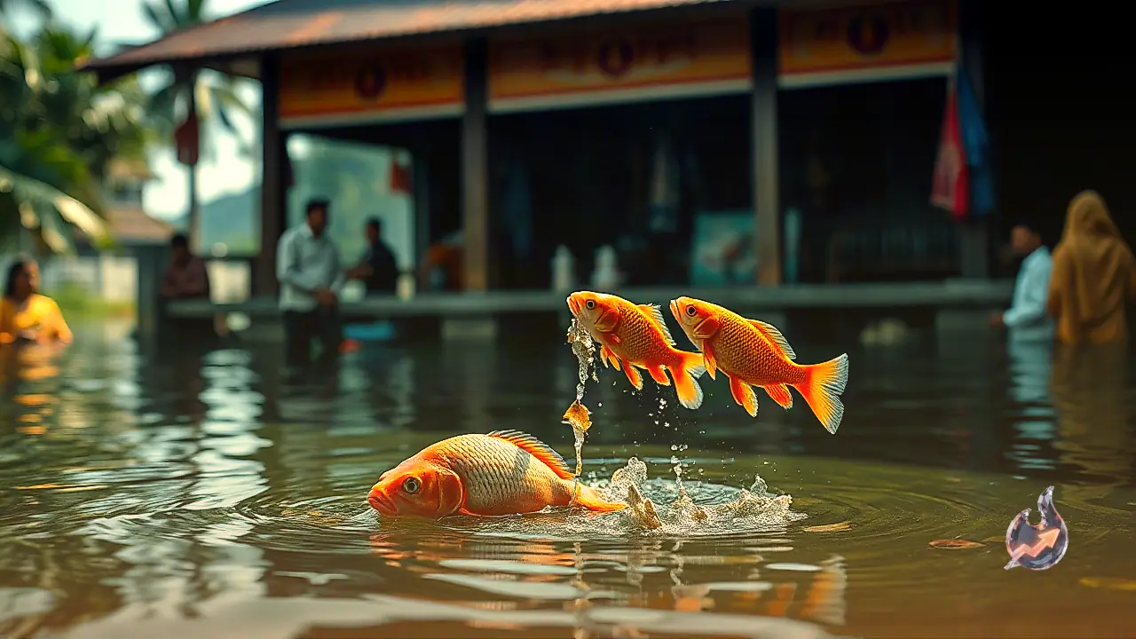 Manipuri wedding ritual where couples release two fish into water to check future signs