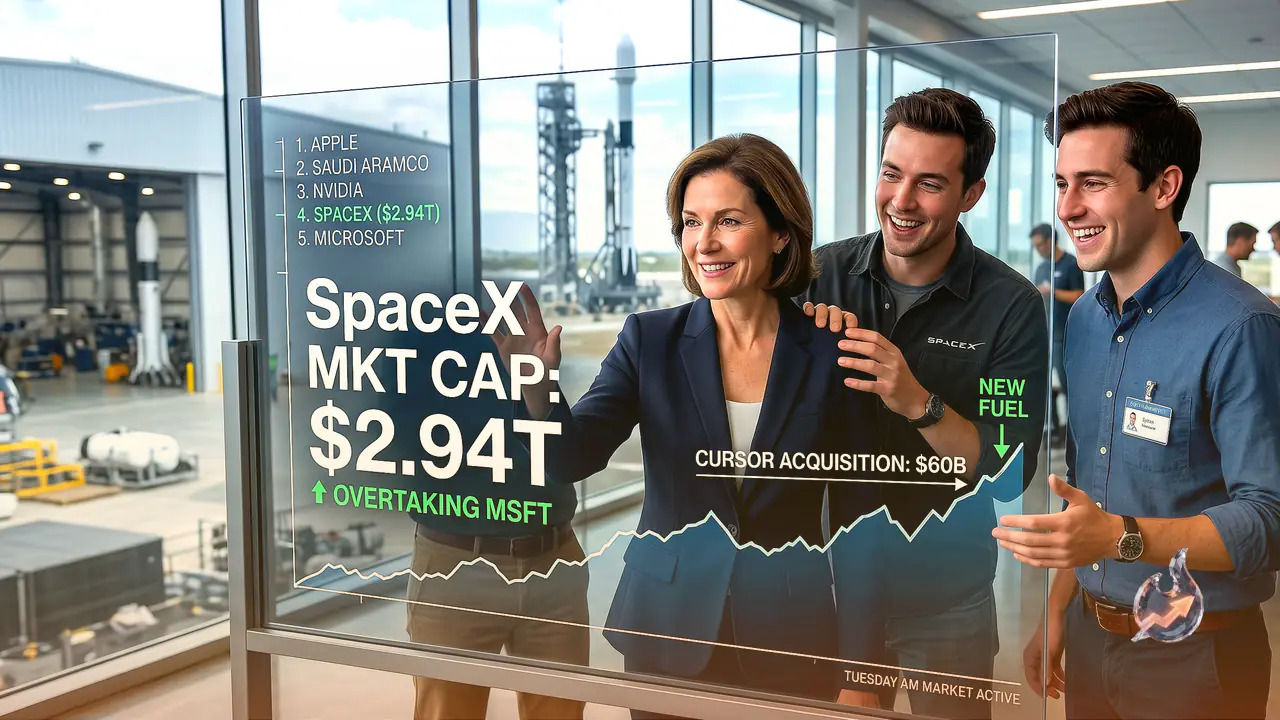 SpaceX Briefly Vaults Past Microsoft to Become World's 4th Most Valuable Company After $60 Billion Cursor Buyout