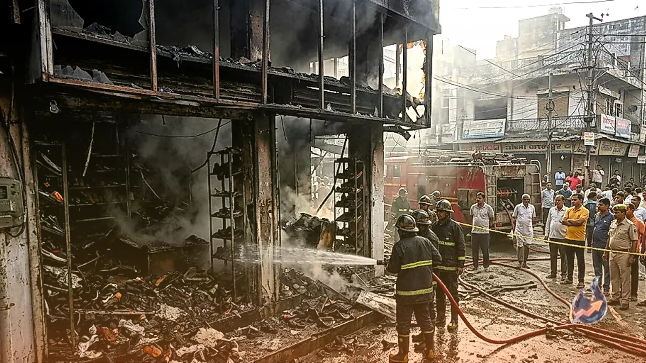 भीलवाड़ा के त्रिवेणी चौराहे पर जूते-चप्पल की दुकान में लगी भीषण आग, लाखों का स्टॉक जलकर खाक