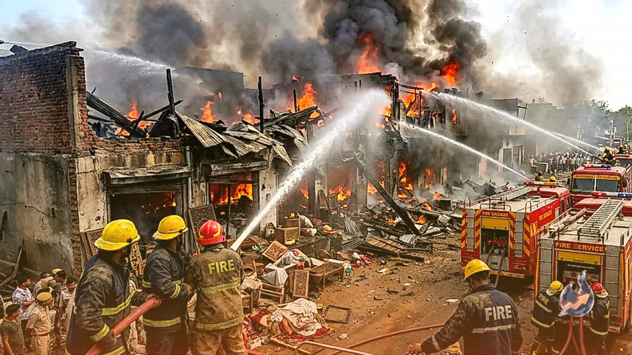 Massive Fire Destroys Taranagar Handicrafts Factory in Churu, Firefighting Units Rushed from Seven Locations
