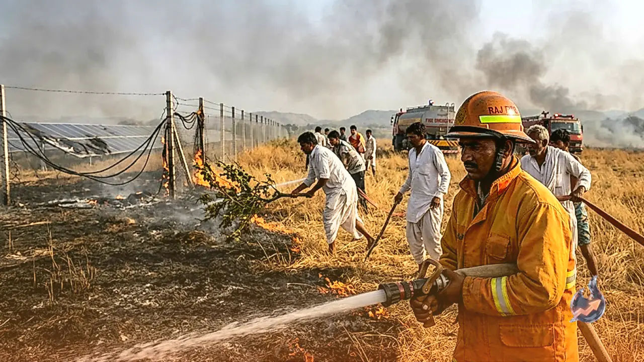 राजसमंद के कुंवारियां क्षेत्र में चारागाह भूमि पर भड़की प्रचंड ज्वाला, 50 बीघा घास और सौर बिजली लाइन नष्ट