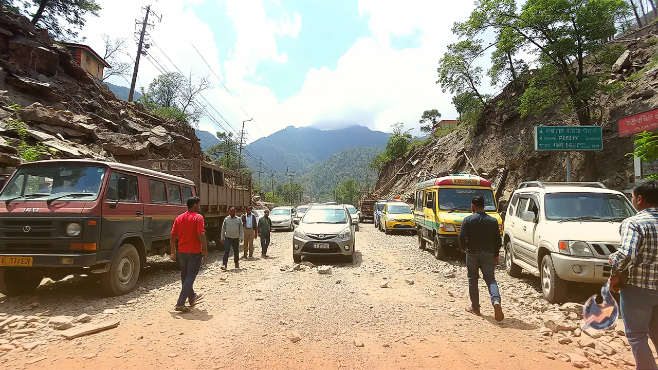 Massive Landslide Hits Dhalli Sanjauli Bypass in Shimla, Multiple Moving Vehicles Trapped
