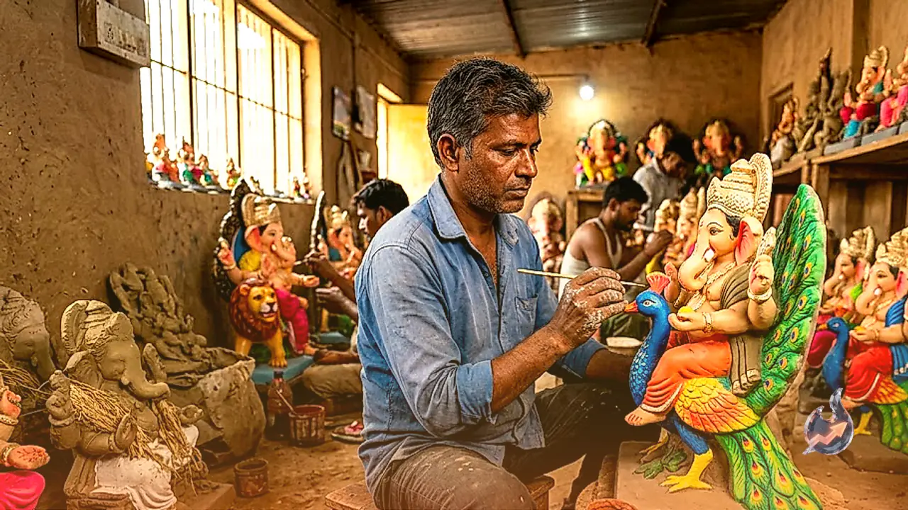 मेरठ में गूंजी गणेश चतुर्थी की तैयारियां, मोर और शेर की सवारी पर विराजे बप्पा की भारी डिमांड