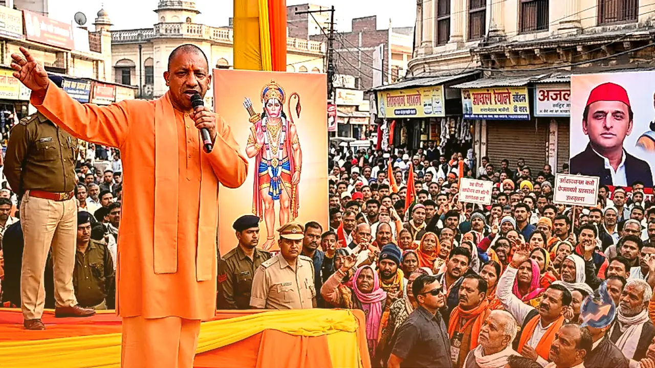 Yogi Adityanath Invokes Bajrangi in Meerut as Akhilesh Yadav Counters with Lucknow Poster