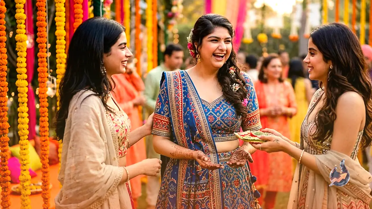 Anshula Kapoor Ditches Green for a Gujarati-Style Blue Lehenga at Her Mehendi, and Sisters Had a Surprise Ready