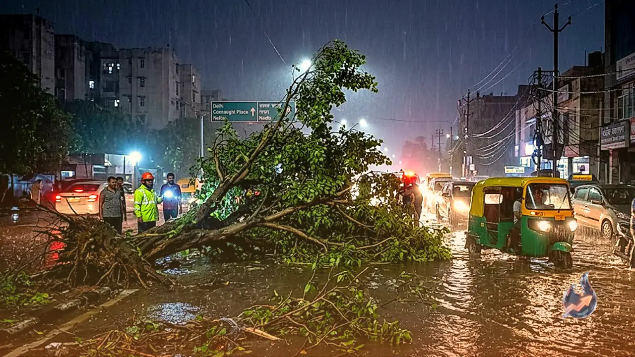 Midnight Storm and Heavy Downpour Lash Delhi-NCR, Causing Waterlogging and Uprooted Trees