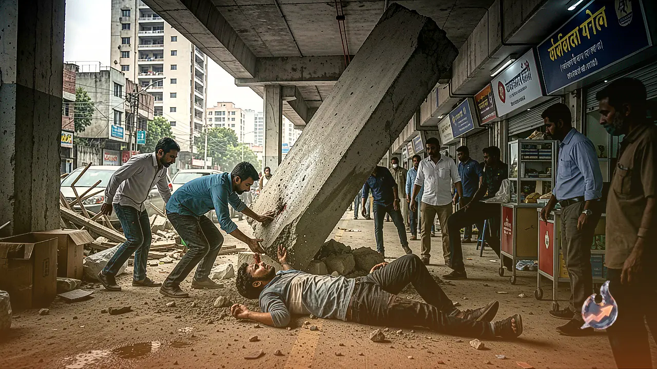 Cement Slab Falls from Metro Line 9 Construction in Mira Bhayandar, 23-Year-Old Injured