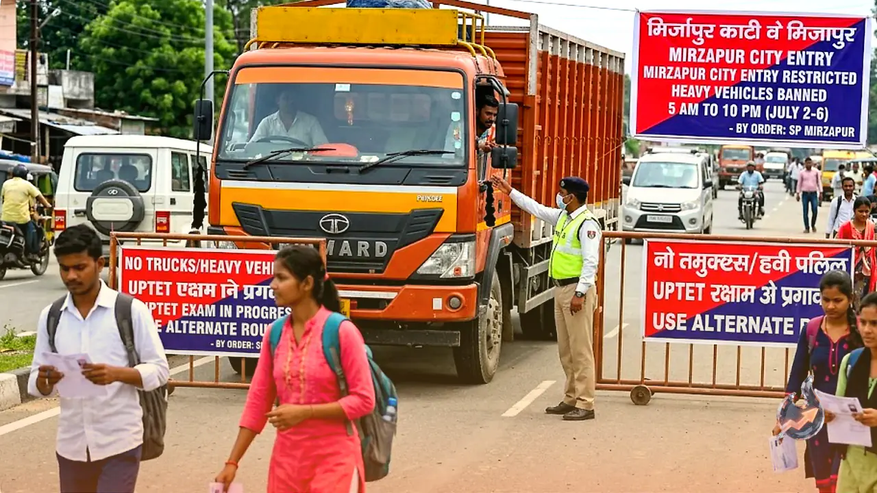 Mirzapur Bars Heavy Vehicles at Four Entry Points as UPTET Exam Gets Underway