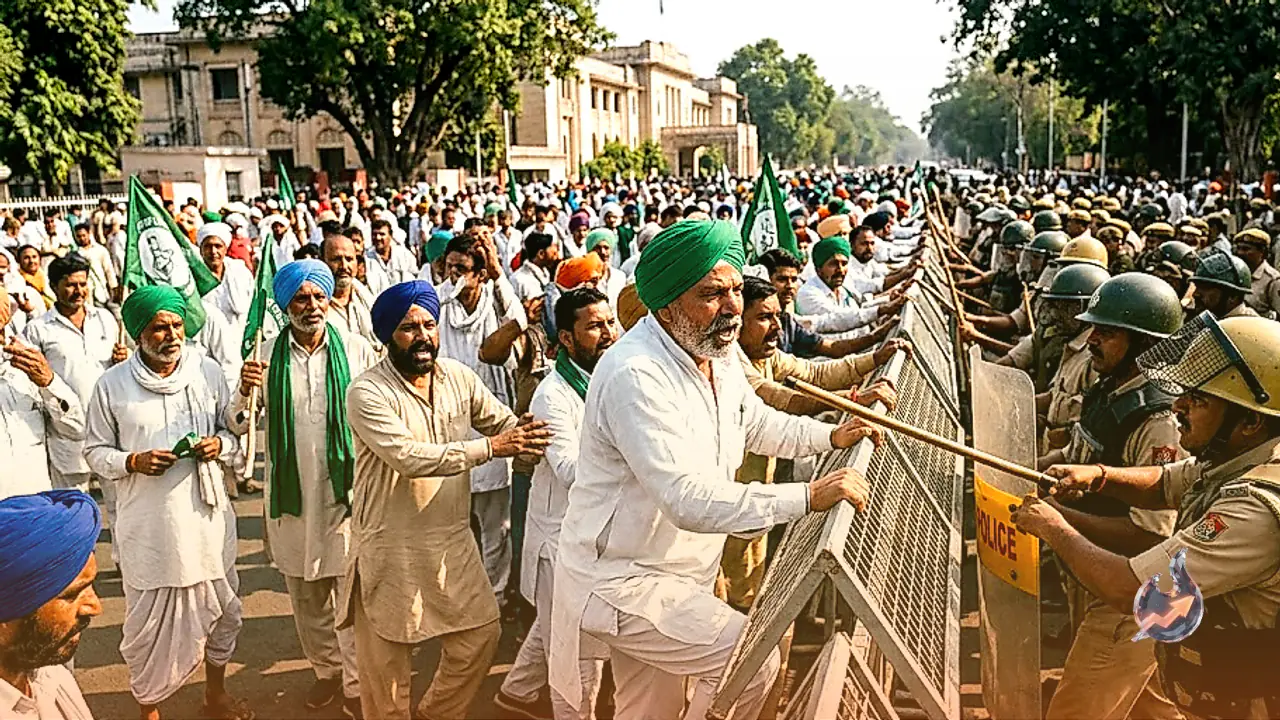 Over 2,000 Farmers March to Bhopal Demanding 100 Percent Moong Procurement at MSP, Clash with Police Near CM House