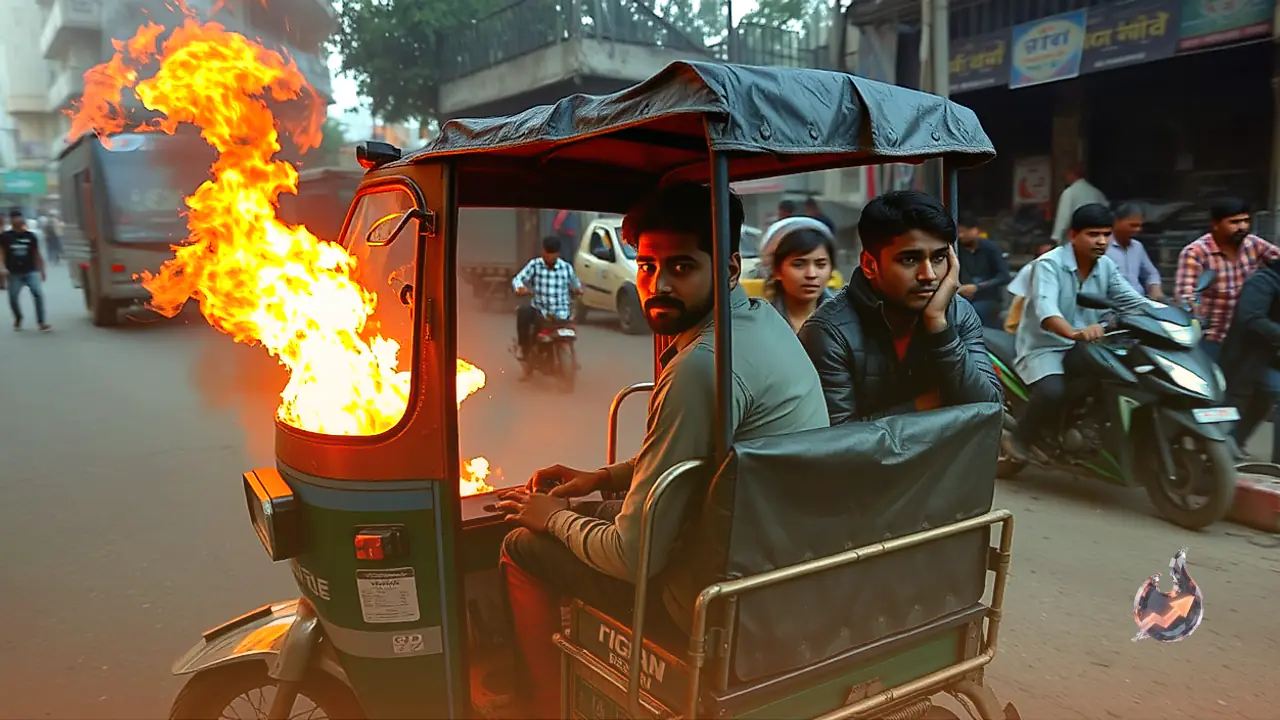 Moving E-Rickshaw Catches Fire After Battery Blast in Jamui, Two Students Seriously Burned