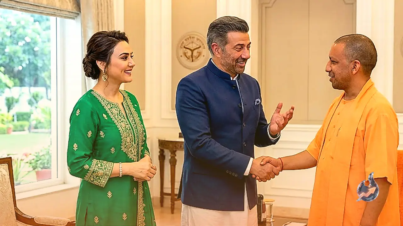 Sunny Deol and Preity Zinta Meet UP CM Yogi Adityanath in Lucknow Ahead of Batwara 1947 Release