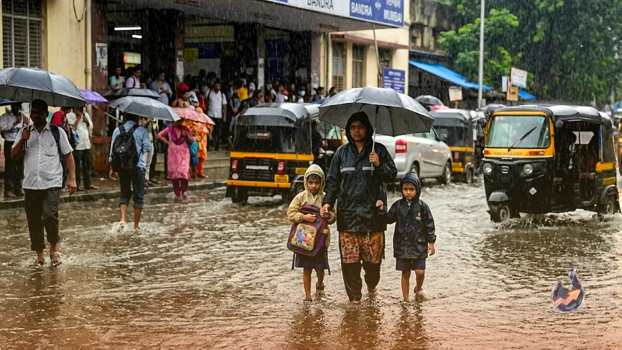 Mumbai Battered by Torrential Downpour as Orange Alert Blankets Thane, Raigad and Palghar; Schools Shut, Flights Hit