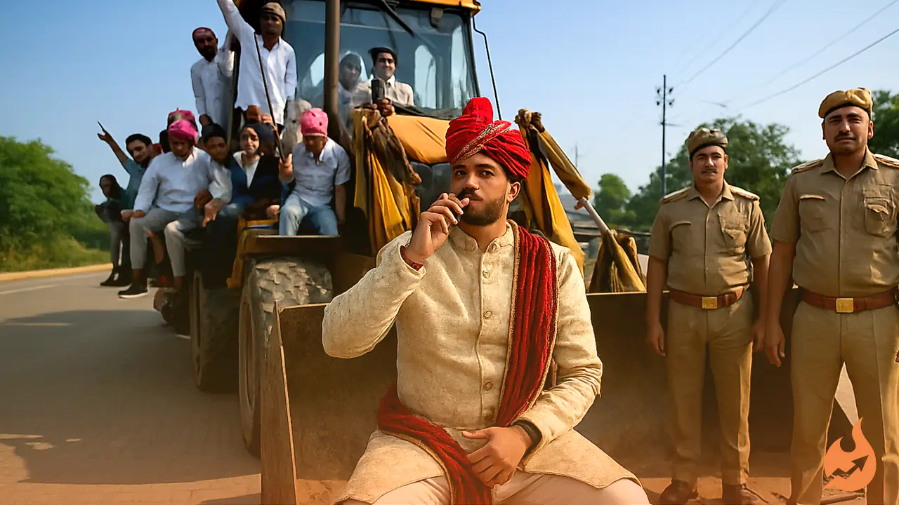 मुरादाबाद में 'उस्मान' ने बुलडोजर पर चढ़कर निकाली बारात, सिगरेट फूंकते दिखा दूल्हा; VIDEO वायरल होते ही पुलिस ने किया सीज