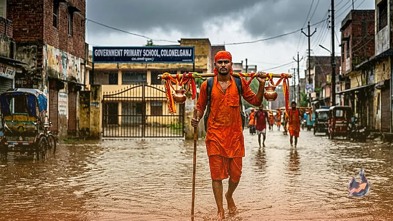 Heavy Downpour and Kanwar Yatra Prompt School Closures Across Multiple Districts in Uttar Pradesh and Uttarakhand