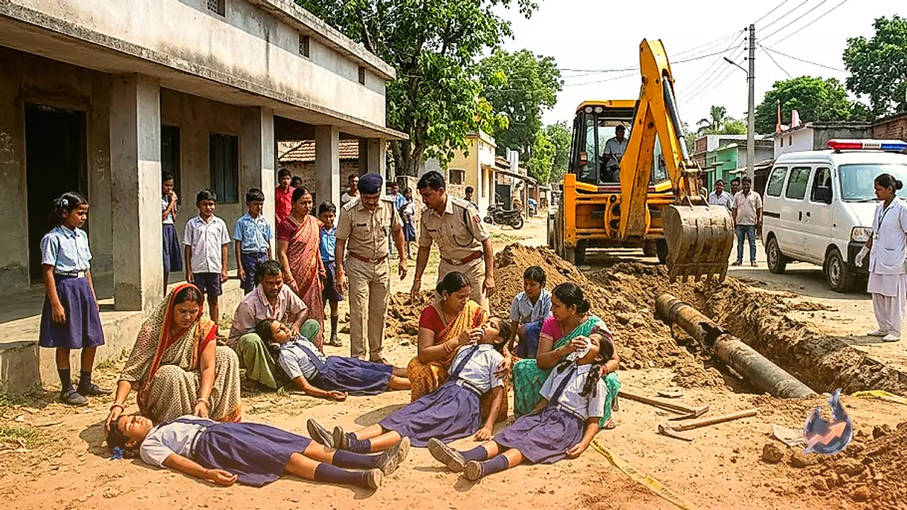 Gas Pipeline Bursts During Drain Excavation in Muzaffarpur, Five Schoolgirls Faint in Panic