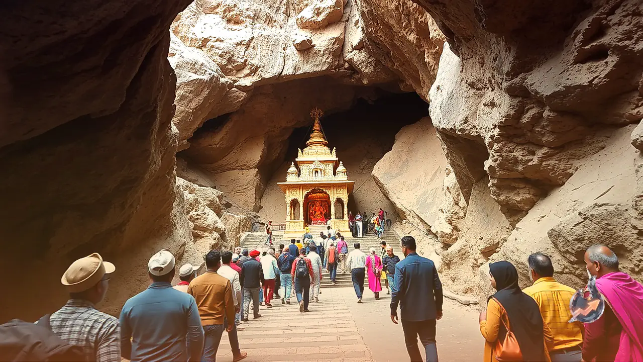 Nag Pahar Cave Shrine of Nausar Mata on Ajmer Pushkar Route Requires Descending Fifty Steps for Darshan