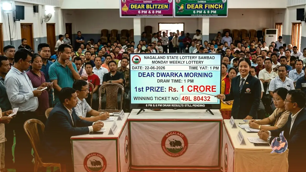 Nagaland State Lottery Sambad June 22 2026 Results: Ticket 49L 80432 Wins Rs 1 Crore in Dear Dwarka 1 PM Draw, 6 PM and 8 PM Outcomes Still Pending