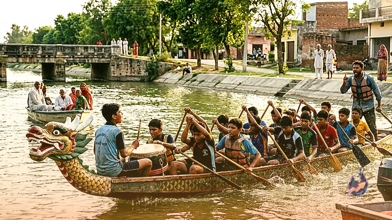 Dragon Boat Training in Saharanpur Canal Gives Rural Youths Free Access to Expensive Water Sports