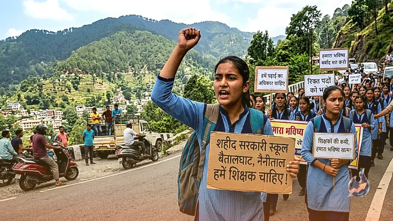 Students Protest Over Teacher Shortage in Nainital Government School