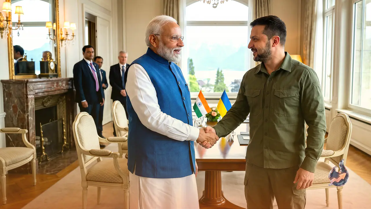 Narendra Modi और Volodymyr Zelensky की एविआं में मुलाकात, भारत और यूक्रेन के बढ़ते सहयोग पर चर्चा