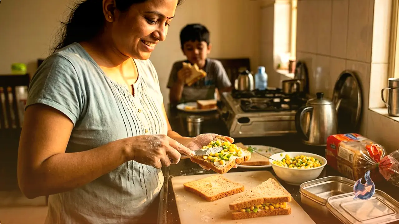 This creamy corn sandwich takes minutes to make and works for breakfast or tiffin